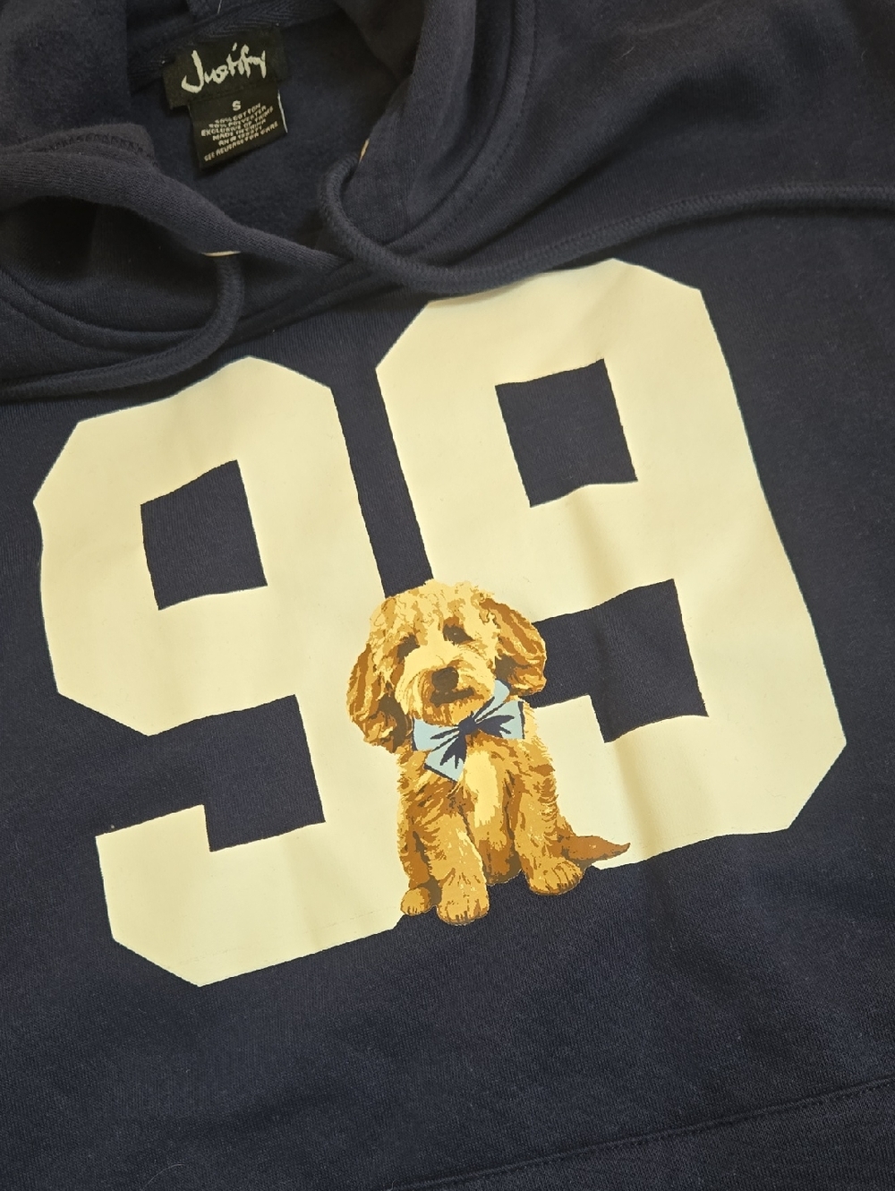 Justify Navy Pullover Hoodie with Logo Tag - Picture 5 of 5